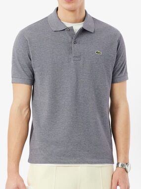 Lacoste Men's Heather Grey Piqué Polo size 5-L